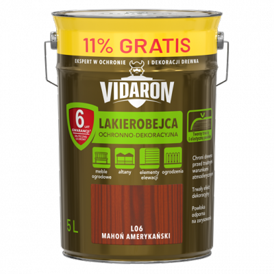 Vidaron Lakierobejca 4,5L + 0,5L L06 Mahoń Amerykański do drewna ochronno-dekoracyjna połysk