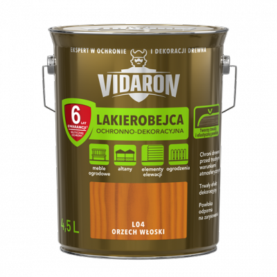 Vidaron Lakierobejca 4,5L L04 Orzech Włoski do drewna ochronno-dekoracyjna połysk