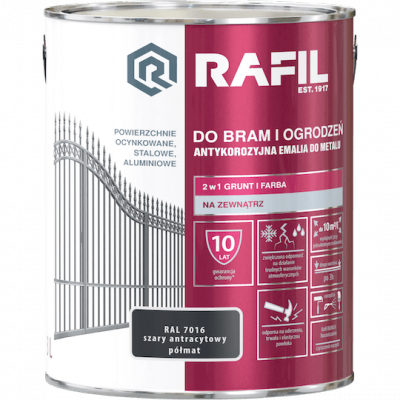 Rafil 3L Bram Ogrodzeń Szary ANTRACYT-OWY RAL7016 PÓŁMAT farba ocynk stal aluminium bramy ogrodzenia do