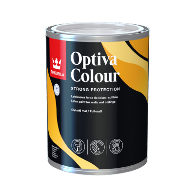 Tikkurila Optiva Colour 0,9L BIAŁA MAT wodorozcieńczalna głęboko matowa lateksowa farba do wnętrz ścian i sufitów