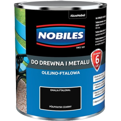Nobiles olejna 0,7L CZARNY czarna Ftalonal farba olejno-ftalowa drewna metalu betonu emalia