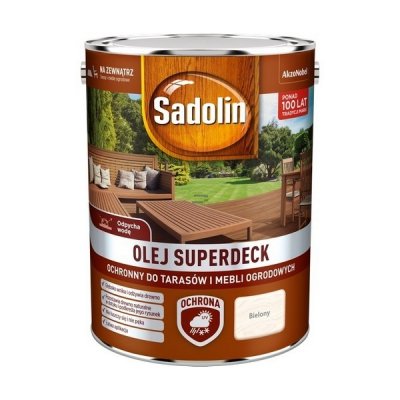 Sadolin Superdeck olej 10L BIELONY do drewna tarasów mebli ogrodowych mat
