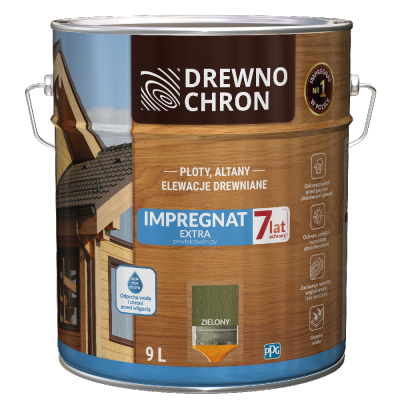 Drewnochron ZIELONY 9L Impregnat Extra do drewna powłokotwórczy płotów altan elewacji