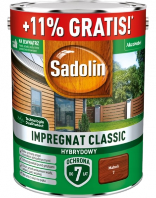 Sadolin Classic impregnat 4,5L + 0,5L MAHOŃ 7 do drewna clasic Hybrydowy płotów altanek fasad