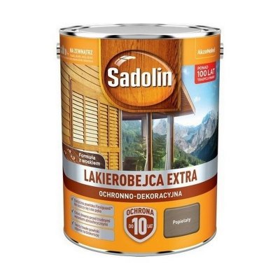 Sadolin Extra lakierobejca 5L POPIELATY szary PÓŁMAT do drewna fasad domków okien drzwi