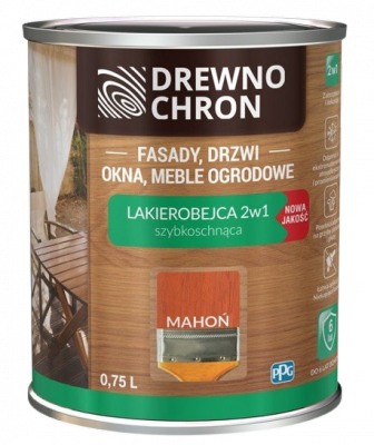 Drewnochron 2w1 Lakierobejca MAHOŃ 0,75L do drewna szybkoschnąca wodna wewnętrzna zewnętrzna podbitki altanki