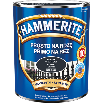 Hammerite Na Rdzę 0,7L GRAFIT-OWY RAL7016 POŁYSK hamerite farba szybkoschnąca antykorozyjna gruntoemalia