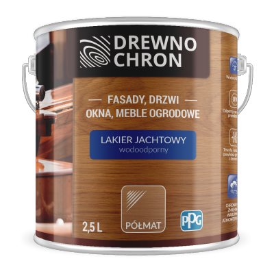 Drewnochron Lakier Jachtowy Półmat 2,5L do drewna BEZBARWNY UV odporny ochronny