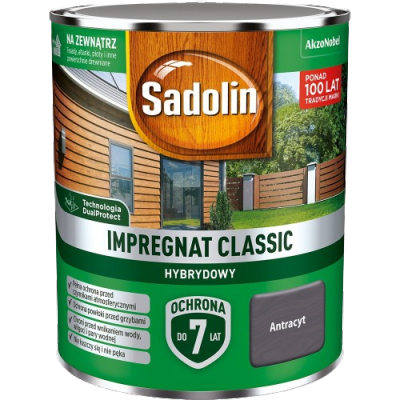 Sadolin Classic impregnat 0,75L ANTRACYT-OWY do drewna clasic Hybrydowy płotów altanek fasad