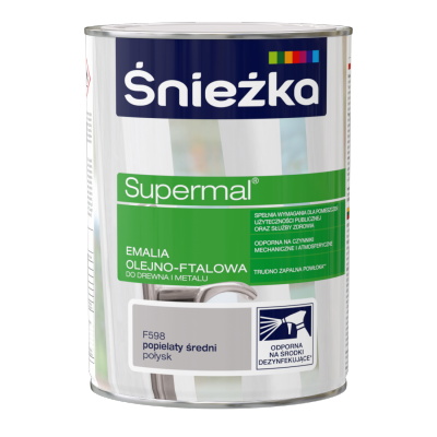 Śnieżka Olejna POPIELATY ŚREDNI F598 szara 0,8L Supermal farba olejno-ftalowa drewna metalu emalia połysk