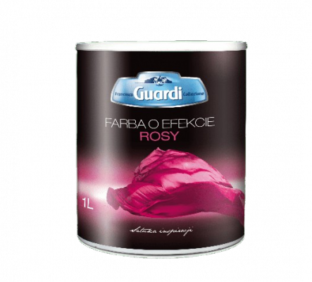 Farba  o efekcie Rosy BAZA ZŁOTA 1L tworzy grę światła barwne refleksy unikatowy efekt mikrokropelek rosy na ścianie Guardi