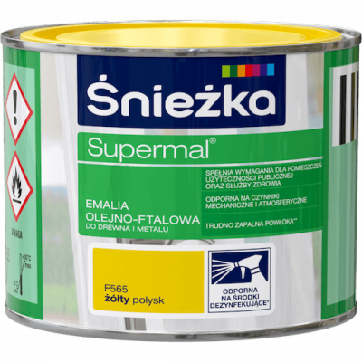 Śnieżka Olejna ŻÓŁTY F565 0,2L Supermal farba olejno-ftalowa drewna metalu emalia połysk