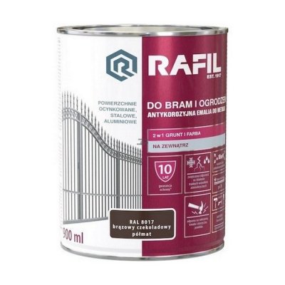Rafil 0,9L Bram Ogrodzeń BRĄZ-OWY Czekoladowy RAL8017 PÓŁMAT farba ocynk stal aluminium bramy ogrodzenia