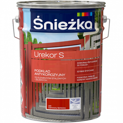 Śnieżka Urekor S 5L CZERWONY TLENKOWY unikor minia podkład antykorozyjny farba przeciw rdzy czerwona