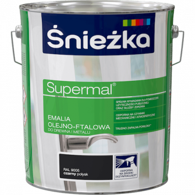 Śnieżka Olejna CZARNY RAL9005 czarna 10L Supermal farba olejno-ftalowa drewna metalu emalia połysk
