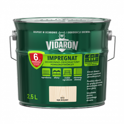 Vidaron Impregnat 2,5L V17 Dąb Bielony do drewna powłokotwórczy ochronny ogrodzeń altan elewacji ochronny
