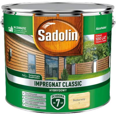 Sadolin Classic impregnat 9L BEZBARWNY 1 do drewna clasic Hybrydowy płotów altanek fasad