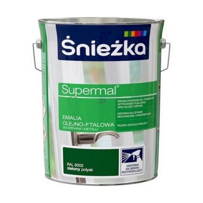 Śnieżka Olejna ZIELONY RAL6002 5L Supermal farba olejno-ftalowa drewna metalu emalia  połysk