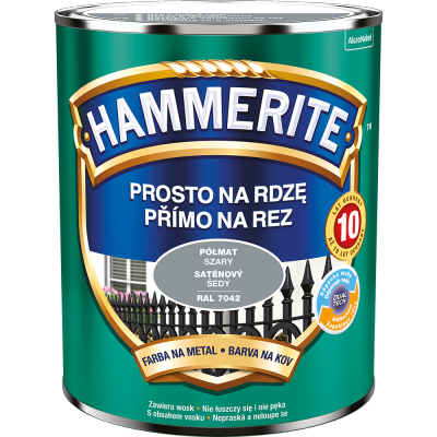 Hammerite Na Rdzę 0,7L SZARY RAL7042 PÓŁMAT hamerite farba szybkoschnąca antykorozyjna gruntoemalia