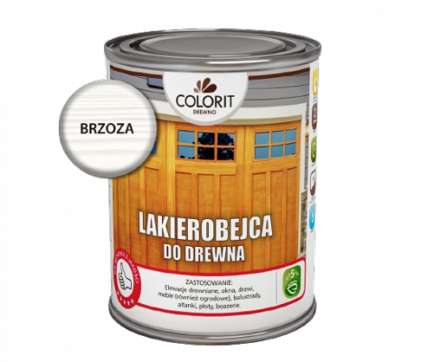 Colorit Lakierobejca Do Drewna 0,75L BRZOZA BIAŁA szybkoschnąca satynowa farba wodna boazerii elewacji okien drzwi