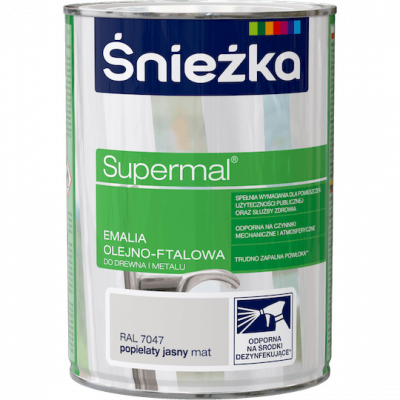 Śnieżka Olejna POPIELATY JASNY MAT RAL7047 szara 0,8L Supermal farba olejno-ftalowa drewna metalu emalia