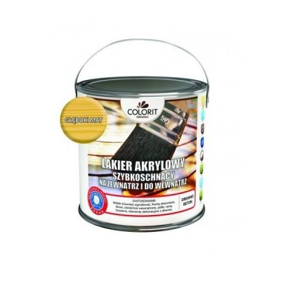 Colorit Lakier Akrylowy Drewna 5L MAT wodny szybkoschnący bezzapachowy BEZBARWNY z filtrami UV do wewnątrz i na zewnątrz nieżółknący boazerii