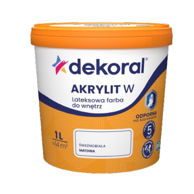 Dekoral Akrylit W PLUS 1L BIAŁY farba lateksowa biała odporna na szorowanie emulsja