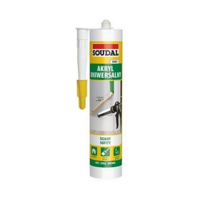 Silikon Akrylowy 280ml Biały Akryl elastyczny nie pęka Soudal uszczelniacz do pęknięć szczelin