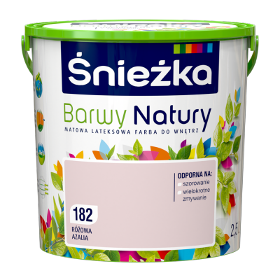 Śnieżka Barwy Natury 2,5L Różowa Azalia 182 mat farba do wnętrz ścian sufitów emulsja