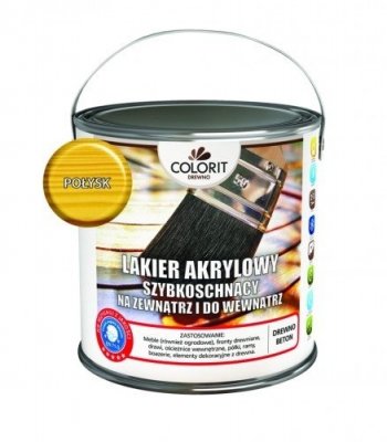 Colorit Lakier Akrylowy Drewna 5L POŁYSK BEZBARWNY z filtrami UV do wewnątrz i na zewnątrz nieżółknący