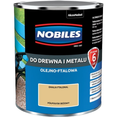 Nobiles olejna 0,7L BEŻ-OWY Ftalonal farba olejno-ftalowa drewna metalu betonu emalia