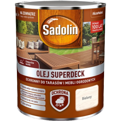 Sadolin Superdeck olej 0,75L BIELONY do drewna tarasów mebli ogrodowych mat