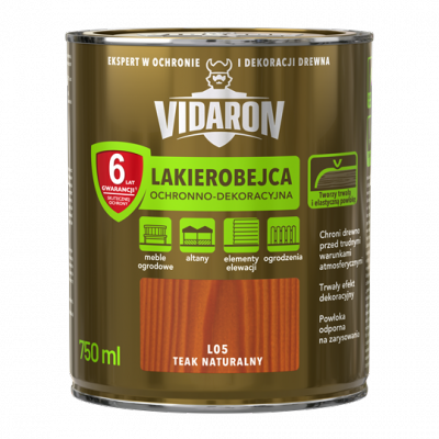 Vidaron Lakierobejca 0,75L L05 Teak Naturalny tik tek do drewna ochronno-dekoracyjna połysk