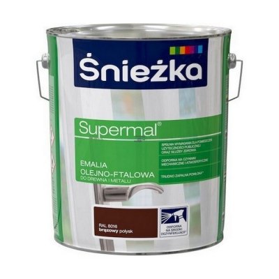 Śnieżka Olejna BRĄZ-OWY RAL8016 brązowa 10L Supermal farba olejno-ftalowa drewna metalu emalia połysk