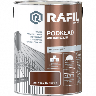 Rafil Podkład Antykorozyjny 5L Czerwony Tlenkowy farba grunt do Radach unikor