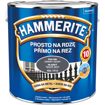 Hammerite Na Rdzę 2,5L CIEMNY SZARY RAL7012 POŁYSK hamerite farba szybkoschnąca antykorozyjna gruntoemalia