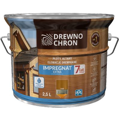 Drewnochron DĄB 2,5L Impregnat Extra do drewna powłokotwórczy płotów altan elewacji