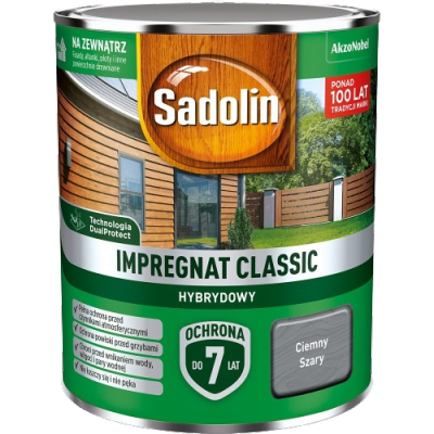 Sadolin Classic impregnat 0,75L CIEMNY SZARY do drewna clasic Hybrydowy płotów altanek fasad