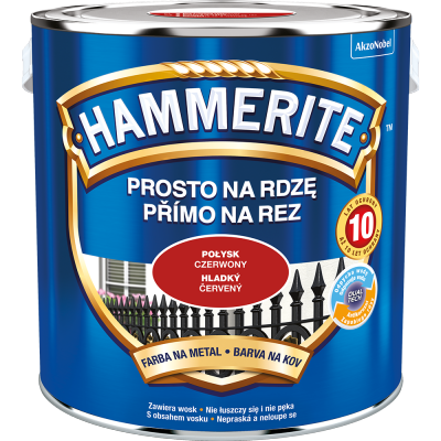 Hammerite Na Rdzę 2,5L CZERWONY POŁYSK hamerite farba szybkoschnąca antykorozyjna gruntoemalia