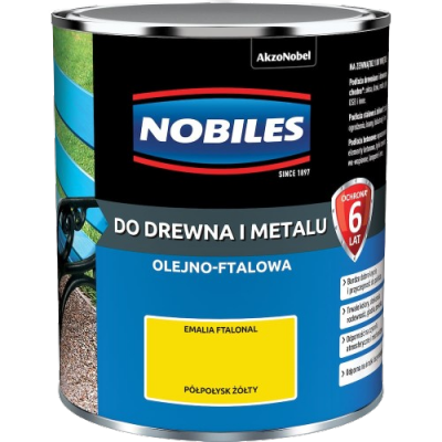 Nobiles olejna 0,7L ŻÓŁTY żółta Ftalonal farba olejno-ftalowa drewna metalu betonu emalia