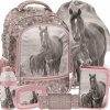 Konie na Plecaku Szkolnym dla Dziewczynki Szary Różowy Komplet [PP20KO-260]