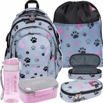 Plecak St.right Szkolny z łapkami szary dla dziewczyny [BP1]