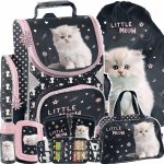 TORNISTER SZKOLNY KOMPLET 6 ele DZIEWCZĘCY Z KOTKIEM DO 1 KLASY KOTEK CATS