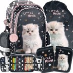 KOTEK PLECAK SZKOLNY KOMPLET 3w1 DZIEWCZĘCY DO PODSTAWÓWKI KOTKI CATS PASO