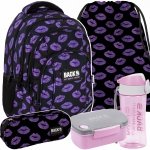BACKUP PLECAK SZKOLNY MŁODZIEŻOWY DZIEWCZĘCY GLITTER KISS KOMPLET 5w1 USTA