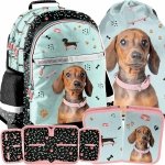 PLECAK PIESEK SZKOLNY POJEMNY DO 1-3 KLASY KOMPLET 3w1 DLA DZIEWCZYNKI PIES