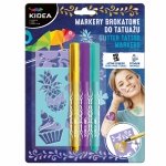 Kidea Markery do Tatuażu 3 kolory z Gotowymi Szablonami brokatowe [MTASKA]