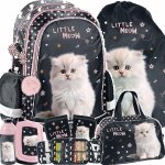 ZESTAW 6w1 PLECAK KOTEK SZKOLNY DZIEWCZĘCY DO PODSTAWÓWKI KOTKI z KOTKIEM