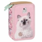 KOTEK PIÓRNIK SZKOLNY 3-KOMOROWY Z WYPOSAŻENIEM CATS DLA DZIEWCZYNEK