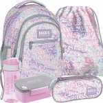 KREMOWE NAPISY MŁODZIEŻOWY PLECAK BACKUP DZIEWCZĘCY SZKOLNY KOMPLET 5 ele.